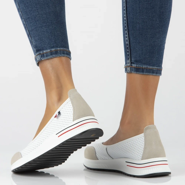 Leather shoes Filippo DP6134/26 WH GR white-grey