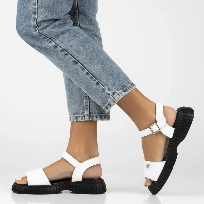 Skórzane sandały Filippo DS6811/25 WH białe