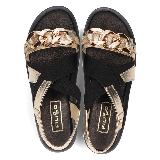 Leather sandals Filippo 109 black and gold