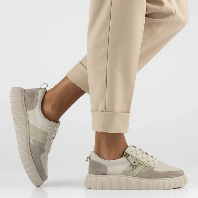 Leather sneakers Filippo DP6121/24 BE beige