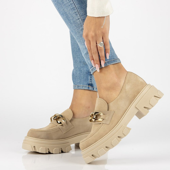 Leather shoes Filippo 20083 beige velour