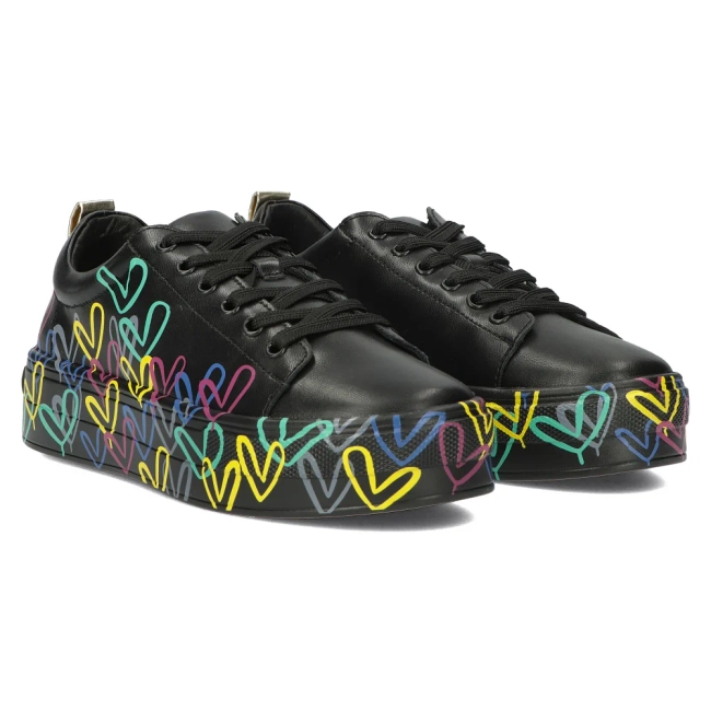 Skórzane półbuty na platformie Filippo DP3533/24 BK MLT czarne