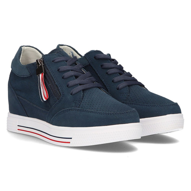 Leather Wedge Sneakers Filippo DP2350/21 NV navy blue