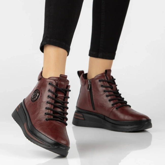 Leather platform ankle boots Filippo DBT4215/26 BG burgundy