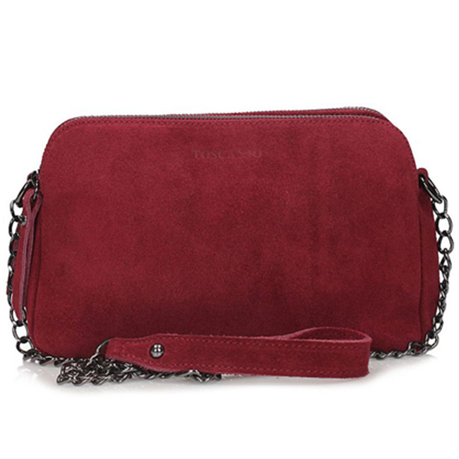 Handbag Toscanio Suede messenger bag A258 red
