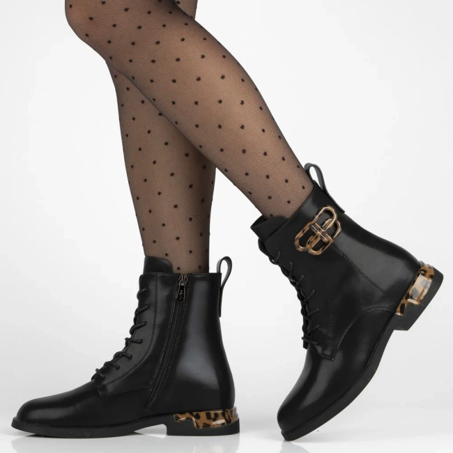 Skórzane botki Filippo DBT7206/25 BK czarne