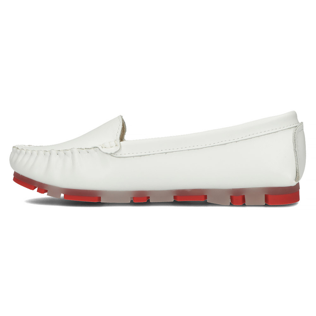 Skórzane mokasyny Filippo DP2037/22 WH RD białe