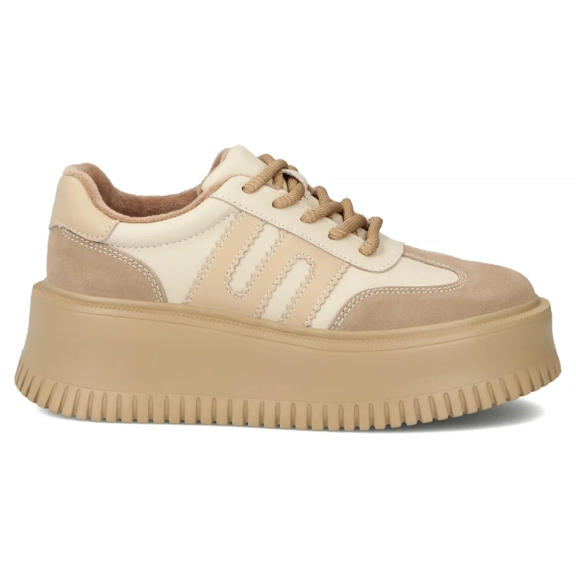 Skórzane sneakersy Filippo DP7111/25 BE beżowe