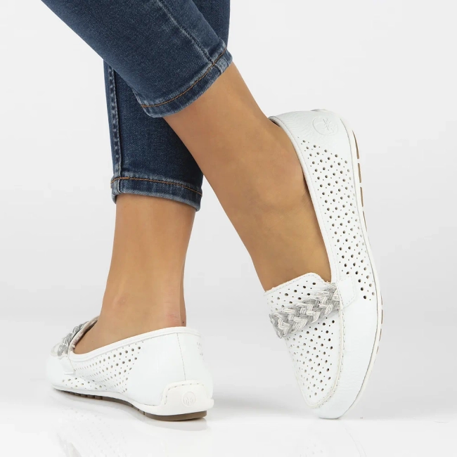 Leather loafers Rieker 46885-80 white