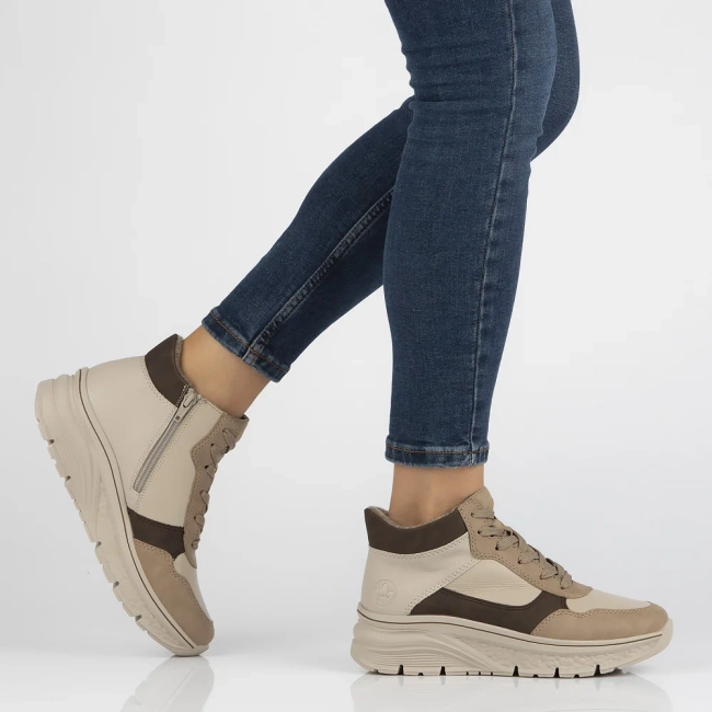 Leather ankle boots Rieker 48002-60 beige