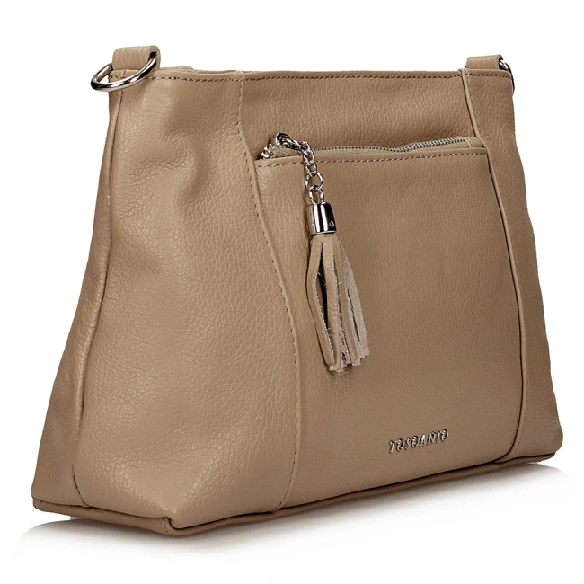 Beige leather handbag Toscanio G46
