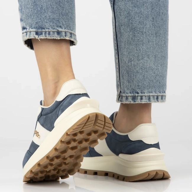 Skórzane sneakersy Filippo DP7003/25 BL niebieskie