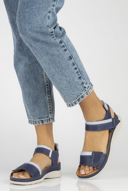 Skórzane sandały Filippo K193 granatowe