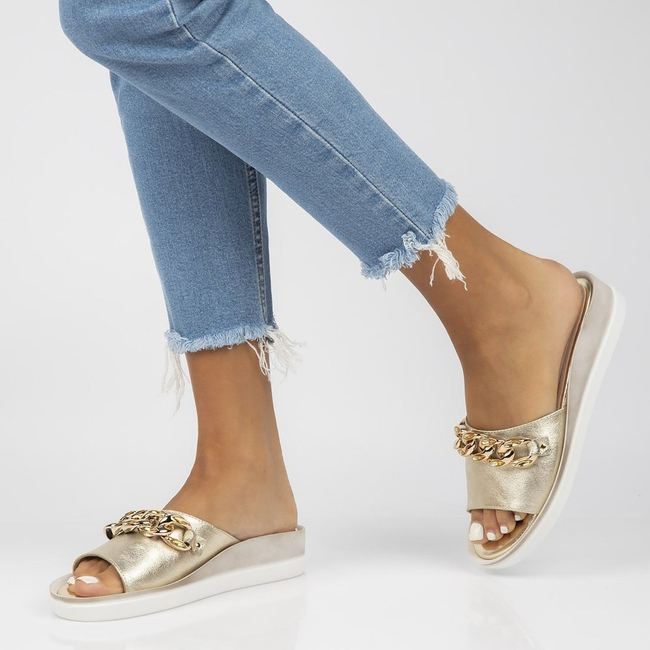 Leather flip-flops Filippo 105 gold