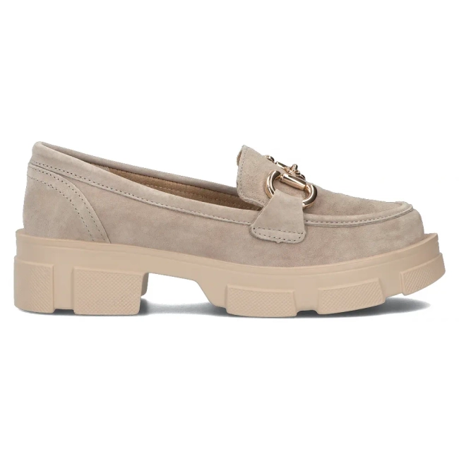 Skórzane półbuty na platformie Filippo DP6100/24 TP taupe