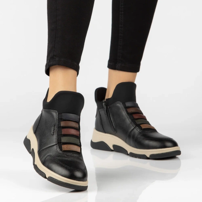 Skórzane botki Rieker L5651-00 czarne