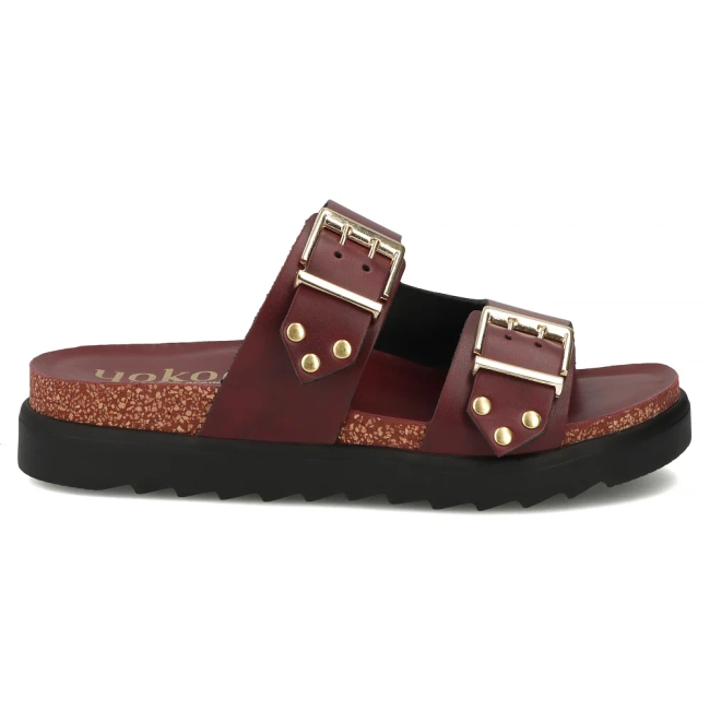 Leather flip-flops Yokono TUNEZ-262 ALASKA BURDEOS burgundy