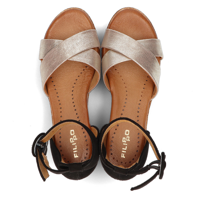 Leather sandals Filippo 04565-25/00-5 gold-black