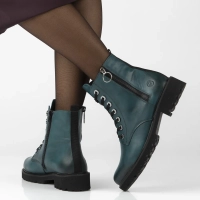 Skórzane trzewiki Rieker D8671-12 turkusowe