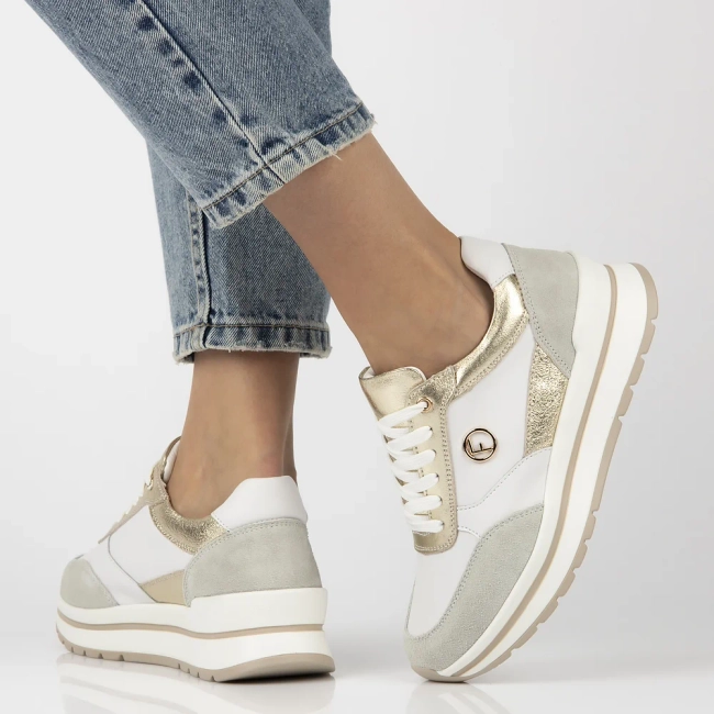Leather sneakers Filippo DP6858/25 WH GO white gold