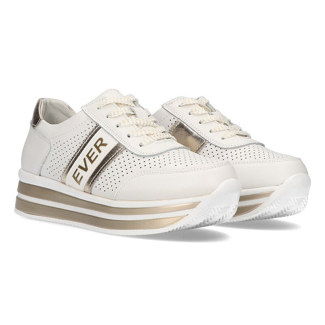 Skórzane Sneakersy Filippo DP1414/22 WH GO białe złote