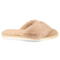 Khaki fur slippers
