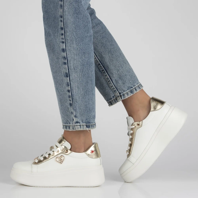 Leather sneakers Filippo DP6792/25 WH GO white gold