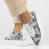 Półbuty na platformie Artiker 52C2484 biało-niebieskie