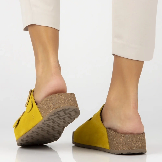 Leather flip-flops Yokono WIWI-003 SERRAJE CITRON yellow