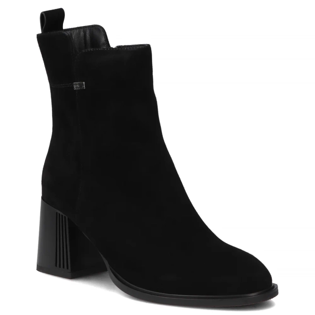 Skórzane botki na obcasie Filippo DBT7217/25 BK czarne