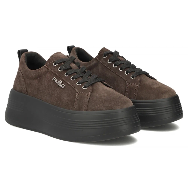 Skórzane sneakersy Filippo DP8114/26 D BR brązowe