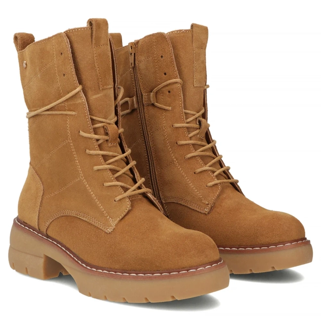 Skórzane botki na obcasie Filippo DBT7263/25 CA brązowe