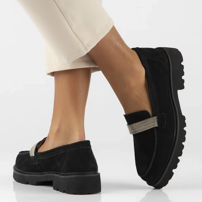 Skórzane półbuty na platformie Filippo DP6214/24 BK czarne