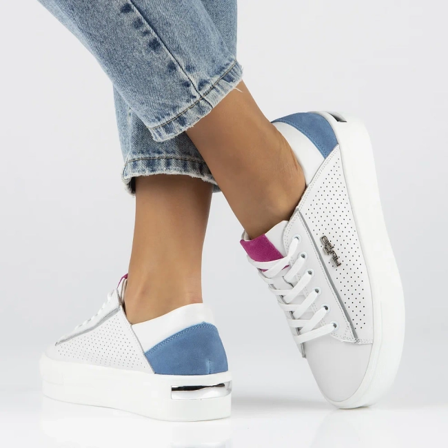 Skórzane półbuty na platformie Filippo DP6031/24 WH białe