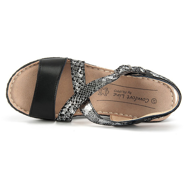 Sandals FILIPPO DS098/17 BK/SL black/silver
