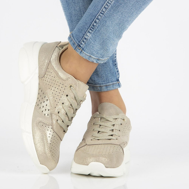 Skórzane Sneakersy Filippo DP2156/21 GO złote