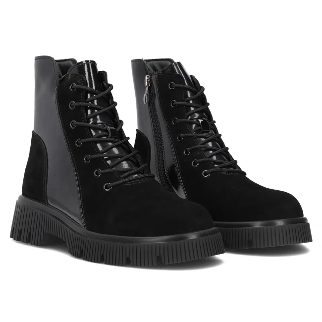 Leather ankle boots DBT6385/24 BK black