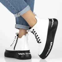 Skórzane botki na platformie Filippo DBT7276/25 WH  białe