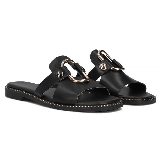 Skórzane klapki Filippo DK6264/24 BK czarne