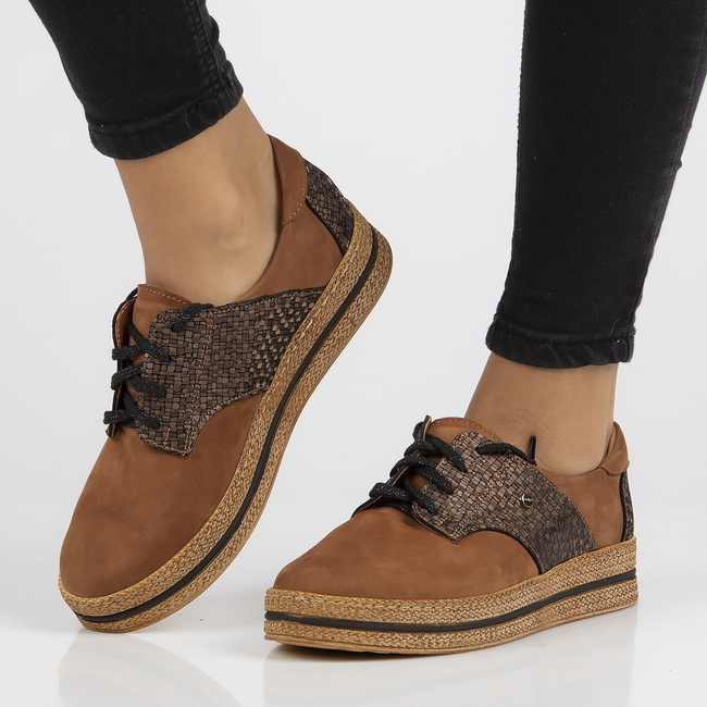 Skórzane półbuty Filippo 10123 brązowe