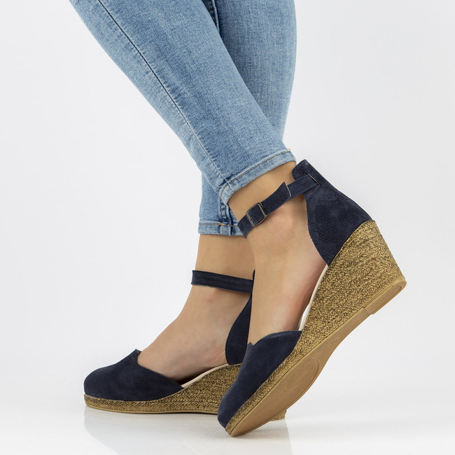 Skórzane sandały Filippo DS1394/21 NV granatowe