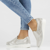 Skórzane półbuty Filippo DP1325/22 SI srebrne