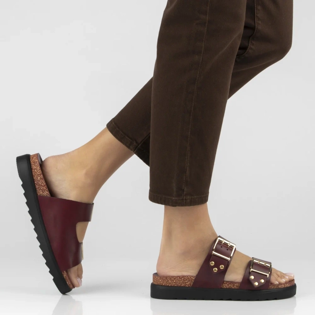 Leather flip-flops Yokono TUNEZ-262 ALASKA BURDEOS burgundy