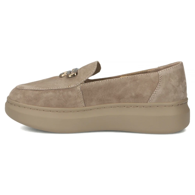 Skórzane półbuty na platformie Filippo DP7216/25 BE beżowe