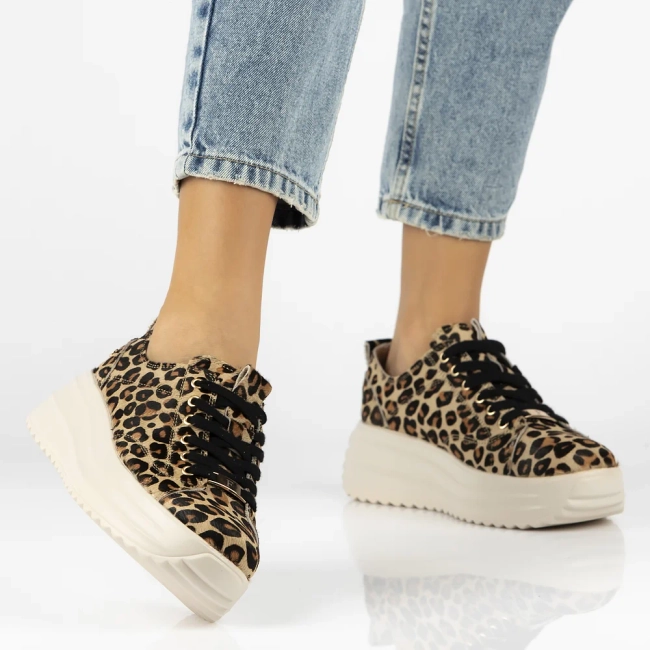 Skórzane sneakersy Filippo DP6795/25 LEO panterka