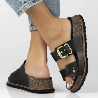 Leather flip-flops Yokono OCA-252 OPAK NEGRO black