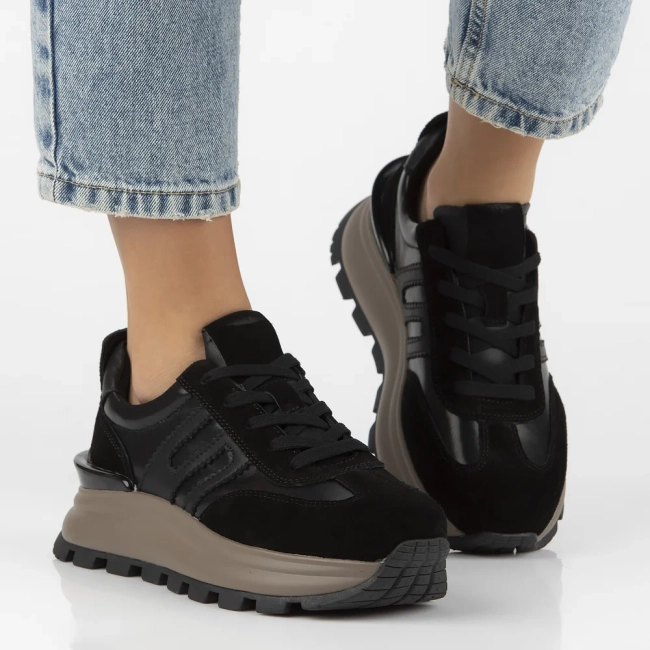 Leather sneakers Filippo DP7408/25 BK black