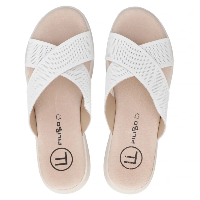 Leather flip-flops Filippo DK6707/25 WH white