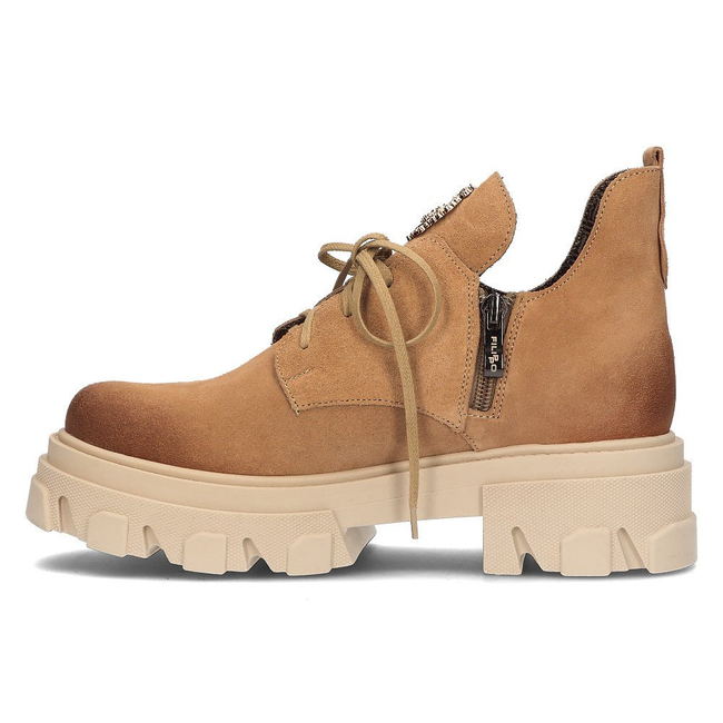 Skórzane trzewiki Filippo 30056 beżowy welur