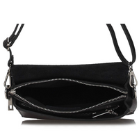 Handbag Toscanio Leather Messenger Bag Suede Flap A179 black
